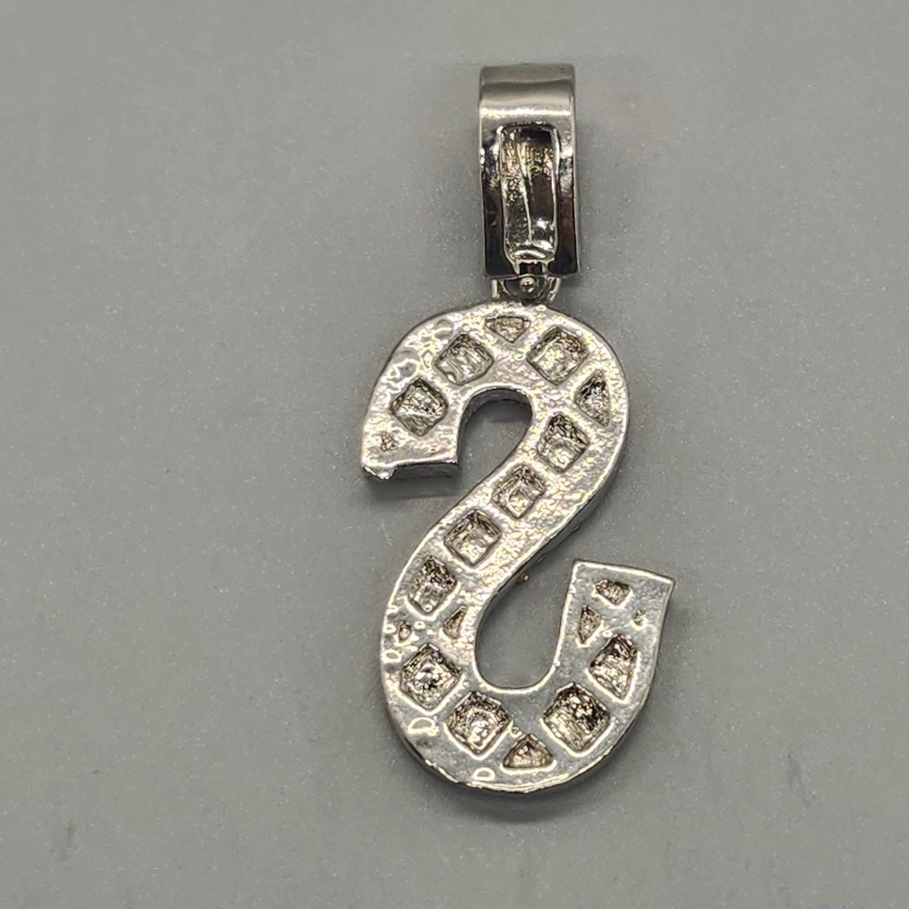 Initial Letter S Pendant 1.75" Baguette Round Rhinestone Silver Tone Bling - Picture 2 of 3